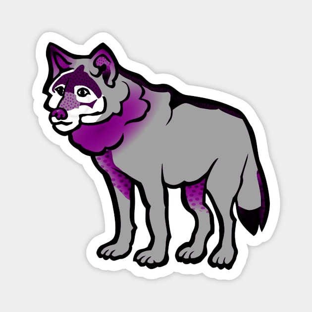 Asexual Pride Cartoon Wolf Design Magnet by VernenInk