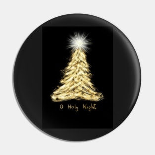 O Holy Night Gold Christmas Tree Card Pin