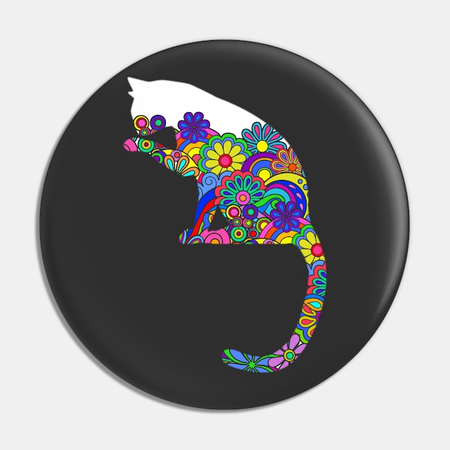 Psychedelic Cat Pin by AlondraHanley