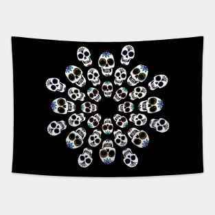 Sugar Skulls in a Circle Tapestry