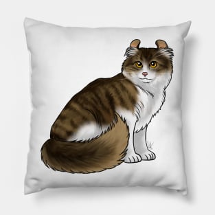 Cat - American Curl - Tabby and White Pillow