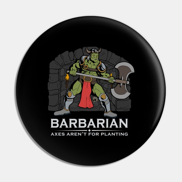 D20 Roleplay Character - Orc Barbarian Pin by Modern Medieval Design