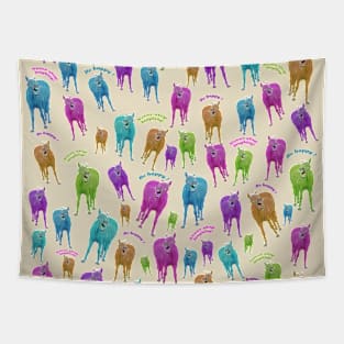 Funny horses pattern with laughing ponies Tapestry