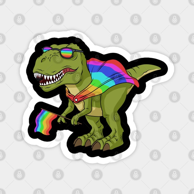 LGBT Women Gay Pride Gifts Men Bi LGBTQ T Rex Dinosaur Magnet by PomegranatePower