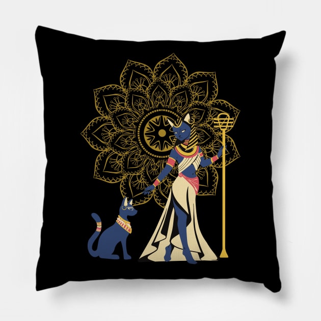 Egyptian Goddess Bastet Pillow by Hypnotic Highs