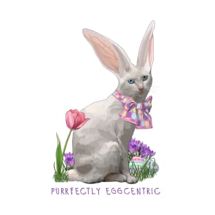 Purrfectly Eggcentic Easter Bunny Kitty Cat T-Shirt