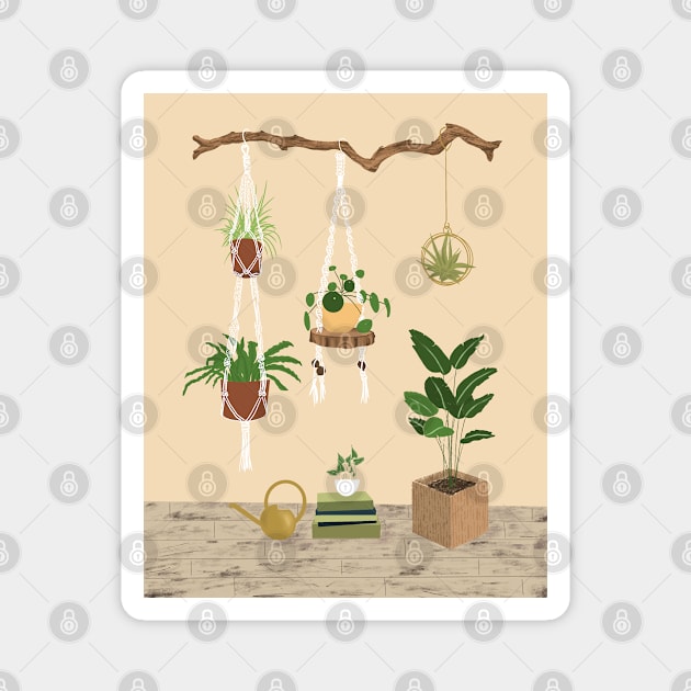 Hanging house plant friends Magnet by TofuTreeStudio