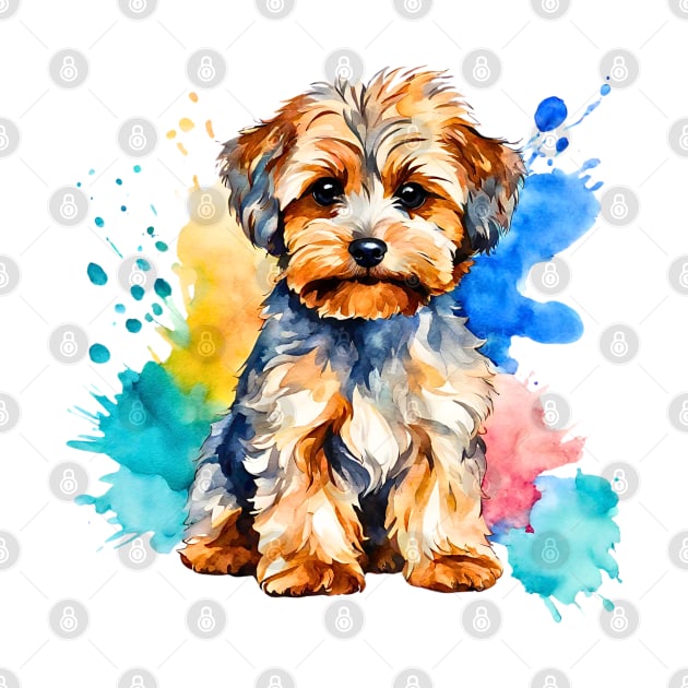 Yorkipoo Watercolor by Doodle and Things