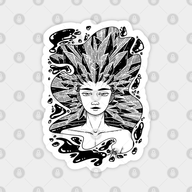 Crystals Line Art Illustration Magnet by zarya_kiqo