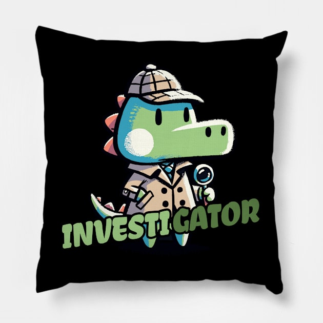 Investigator Aligator Detective Pillow by DoodleDashDesigns