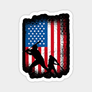 Baseball Lover American Flag Baseball Magnet