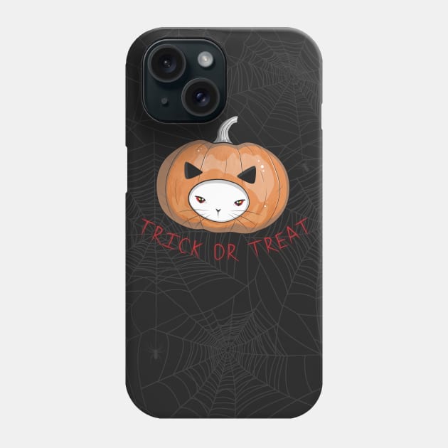 Halloween Pumpkin Head Cat Phone Case by runcatrun