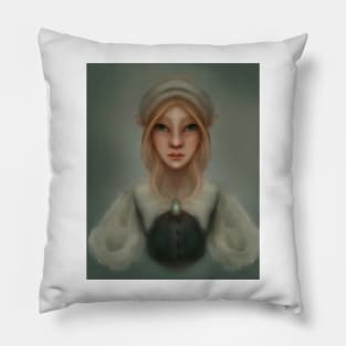 Goblincore Fairy Illustration and Character Design Young Fairy Girl In Servants Historical Dress Fantasy Art Pillow