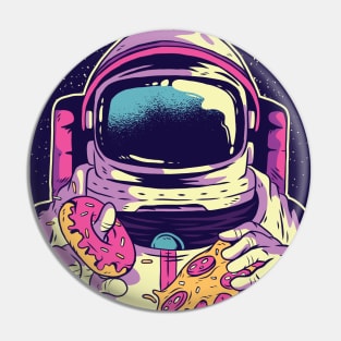 Astronaut eating Pizza and Donut Pin