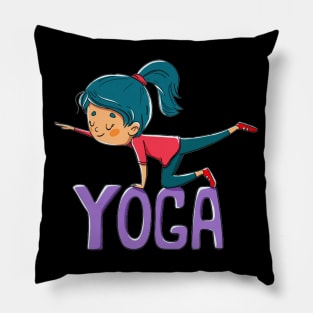 Cute Girl Doing Yoga Exercise Artwork Pillow