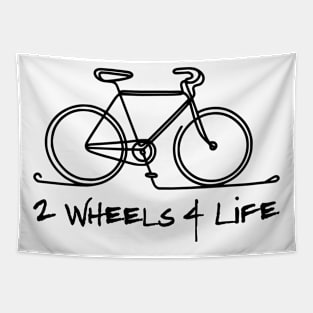 Bicycle line art 2 wheels 4 life - Black Tapestry