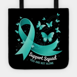 Support Squad Teal Ribbon Butterfly Addiction Recovery Tote