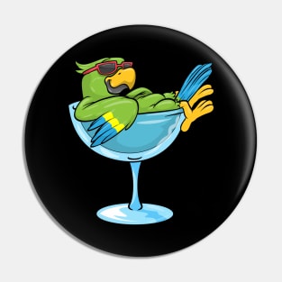 Parrot with Sunglasses and Glass Pin