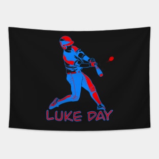LUKE DAY RED WHITE AND BLUE BASEBALL PLAYER Tapestry
