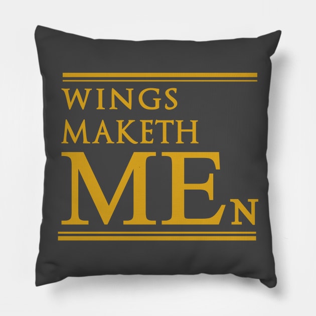 WINGS MAKETH MEN Pillow by Ruxcel23