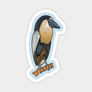 Boat-billed heron bird cartoon illustration Magnet