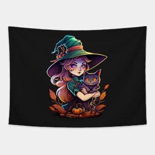 Witch and her Cat Tapestry