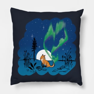 Fox fires in the sky in Lapland Pillow