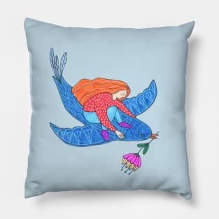 Flying On A Giant Bird Pillow