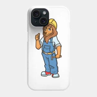 Cartoon lion as construction worker Phone Case