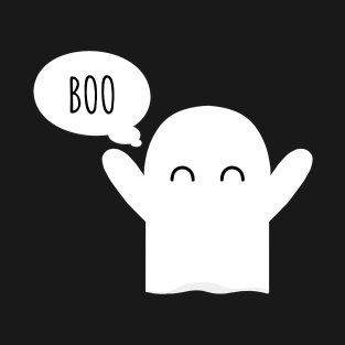 Cute Spooky Ghost saying BOO minimal design T-Shirt