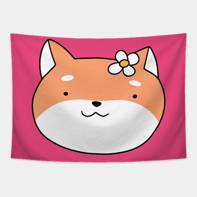 Flower Shiba Face Tapestry by saradaboru