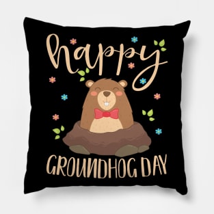 Happy Groundhog Day Funny Groundhog Clipart Gift Pillow