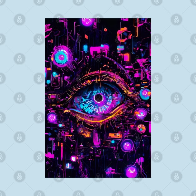 Neon eye closeup abstract art by Spaceboyishere