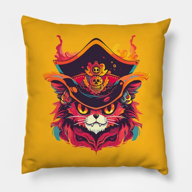 cat pirate Pillow by piratesnow