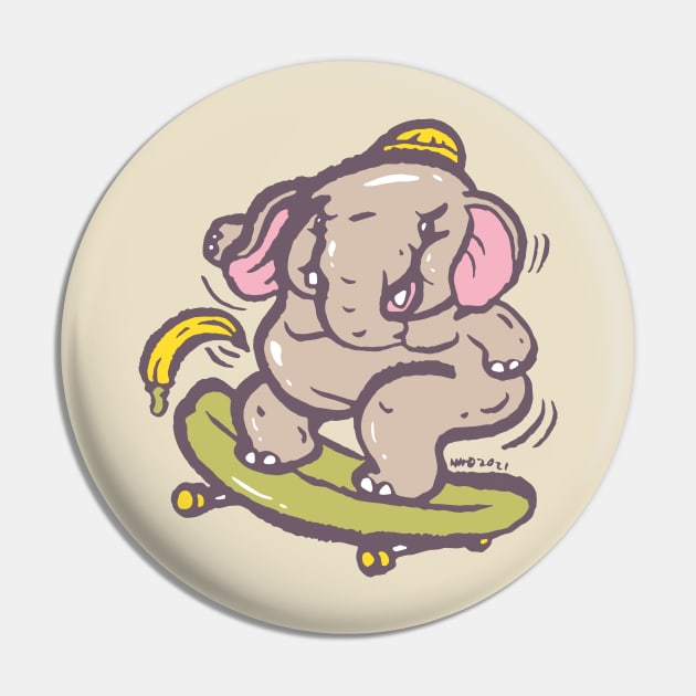 Asian elephant playing surf skate with banana Pin by nokhookdesign