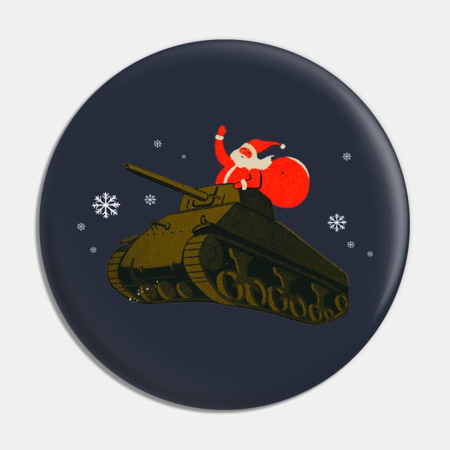 WWII M4 Sherman tank and Santa Claus Retro Pin by Jose Luiz Filho