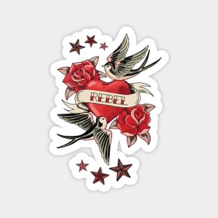 Rebel Heart Retro Tattoo Magnet