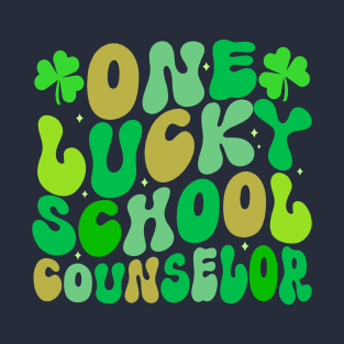 One Lucky School Counselor St patricks day Groovy T-Shirt