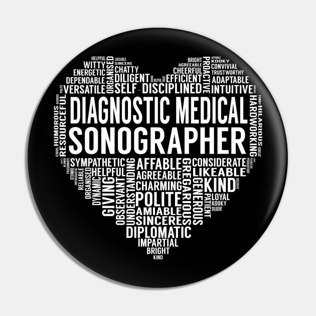 Diagnostic Medical Sonographer Heart Pin by LotusTee
