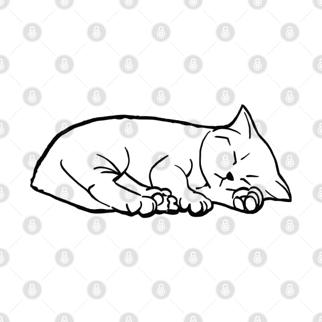 Cute kitten, sleeping kitty (black line drawing) by dkdesigns27