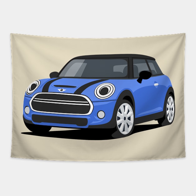 Car sport  mini retro blue Tapestry by creative.z