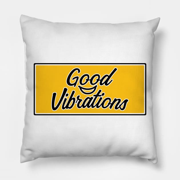 Good Vibration Vintage Typography Pillow by kindacoolbutnotreally