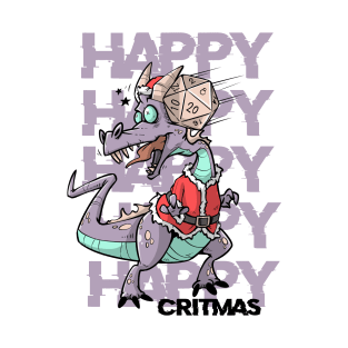 Critical Hit D20 Dice RPG Meme PnP Dragon Happy Critmas Gift T-Shirt