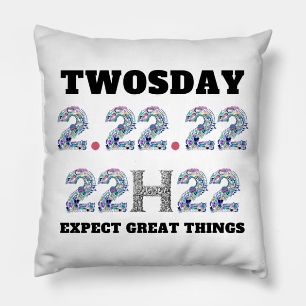 Twosday Tuesday February 22nd 2022 2/22/22 Pillow by Holly ship