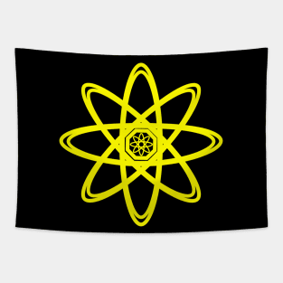 Yellow Atom Symbol Tapestry