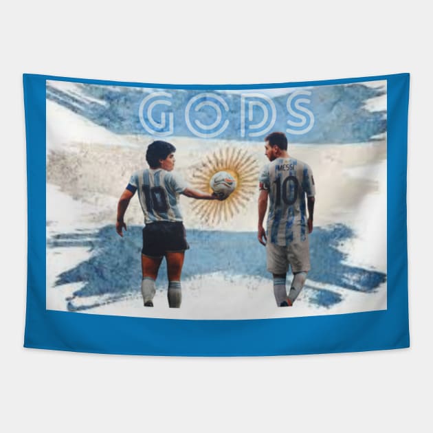 Messi and Maradonna: two gods, one country Tapestry by FUNLAND