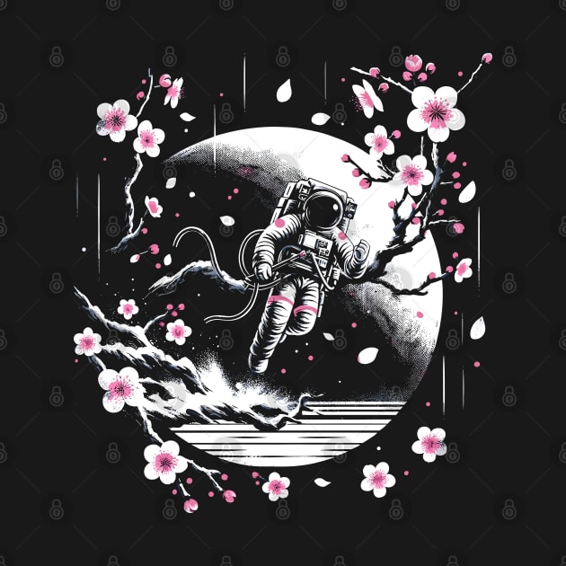 Kawaii Astronaut Outer Space Japanese Sakura Funny Space by KsuAnn