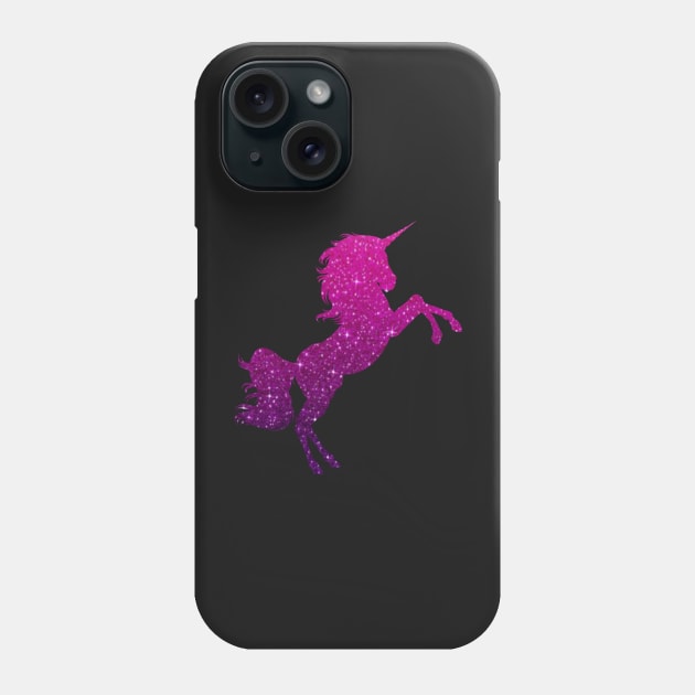 Dark Pink Purple Ombre Faux Glitter Unicorn Phone Case by Felicity-K