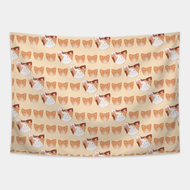 Calico and Orange cat Pattern Tapestry by Pumvilla