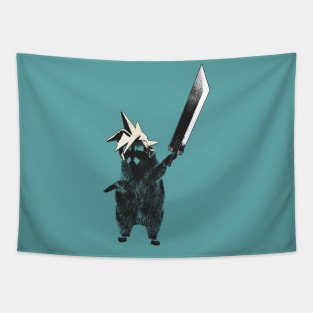 Raccoon wielding Buster Sword Tapestry